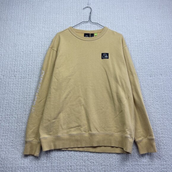 VTG Y2K Quicksilver Sweatshirt Mens L Pastel Yellow Surfer Skater Baggy Beach - Picture 1 of 14